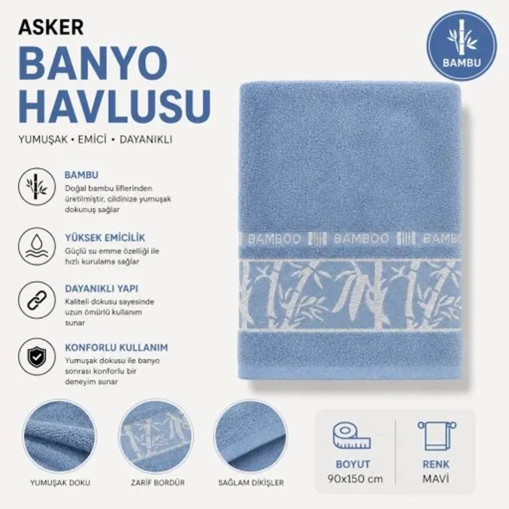 Asker Banyo Havlusu Bambu